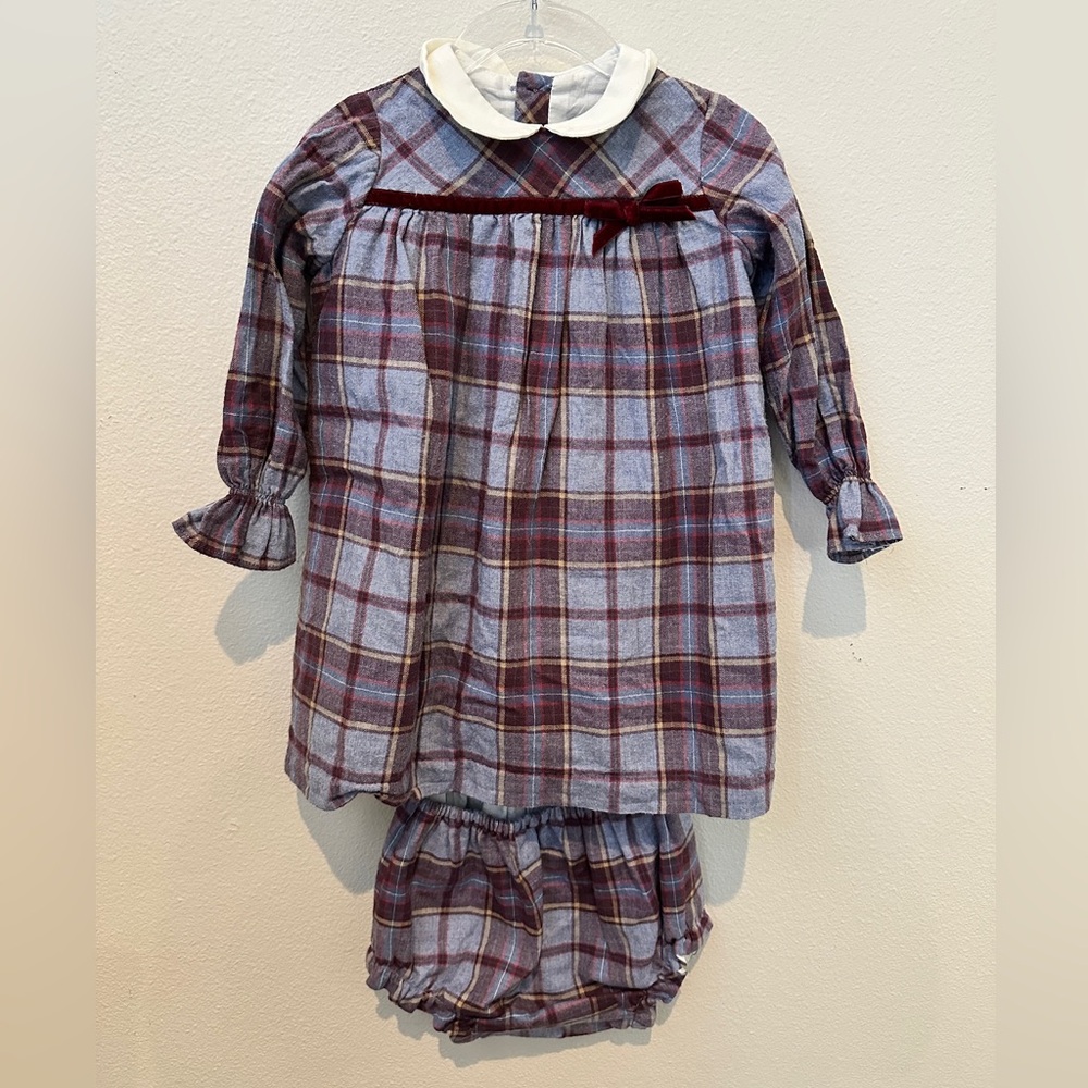 Pepa London Blue Plaid Dress with Bloomers, Size 3